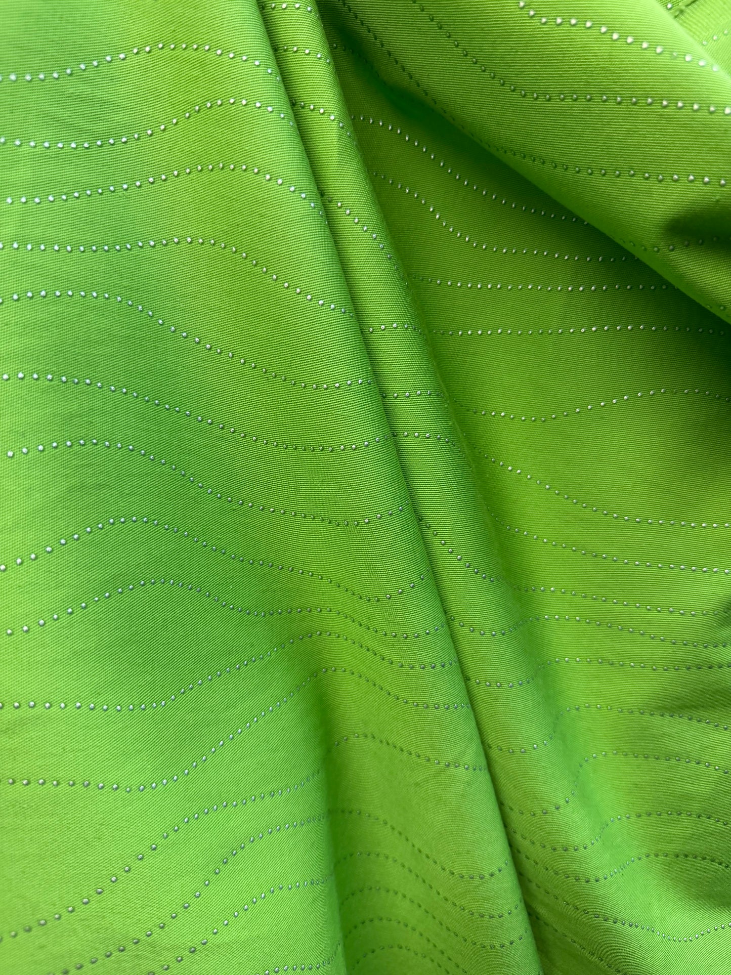 Embellished Cotton Twill - Lime & Silver