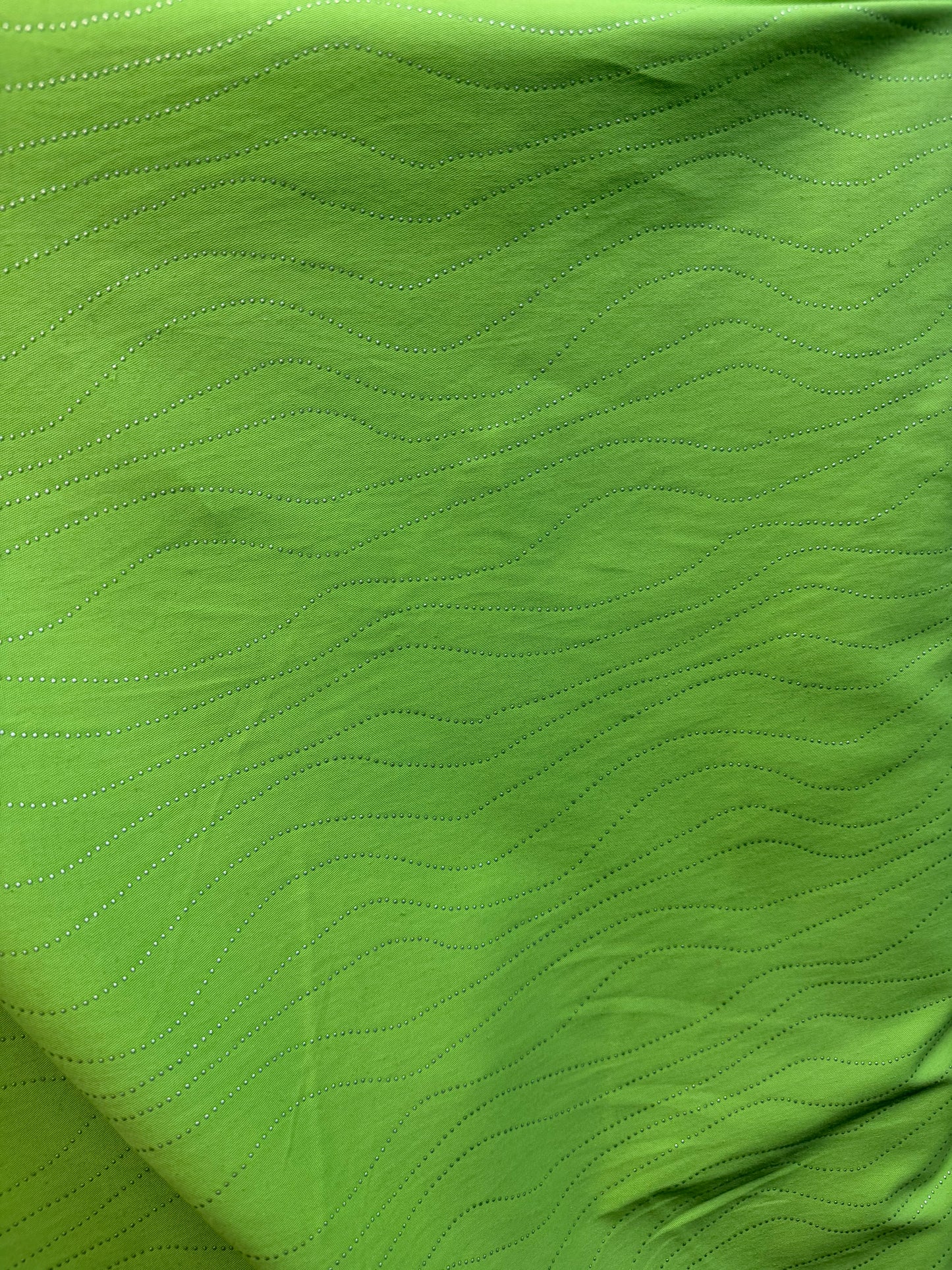 Embellished Cotton Twill - Lime & Silver
