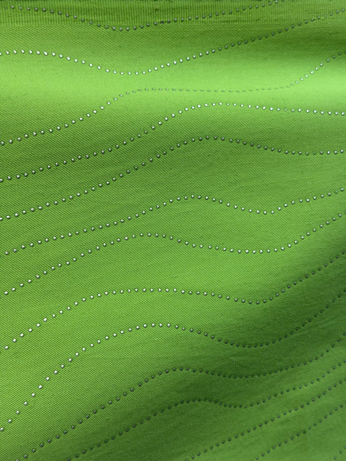 Embellished Cotton Twill - Lime & Silver