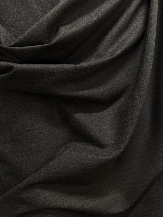 Italian Poly Rayon Suiting - Grey Pinstripe