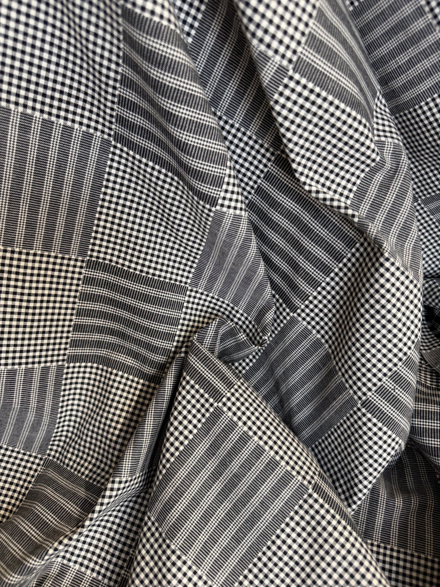 Heavy Weight Cotton Patchwork Plaid - Black & White