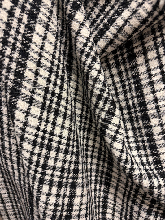 Heritage Label - Italian Herringbone Plaid Wool Blend - Black & White