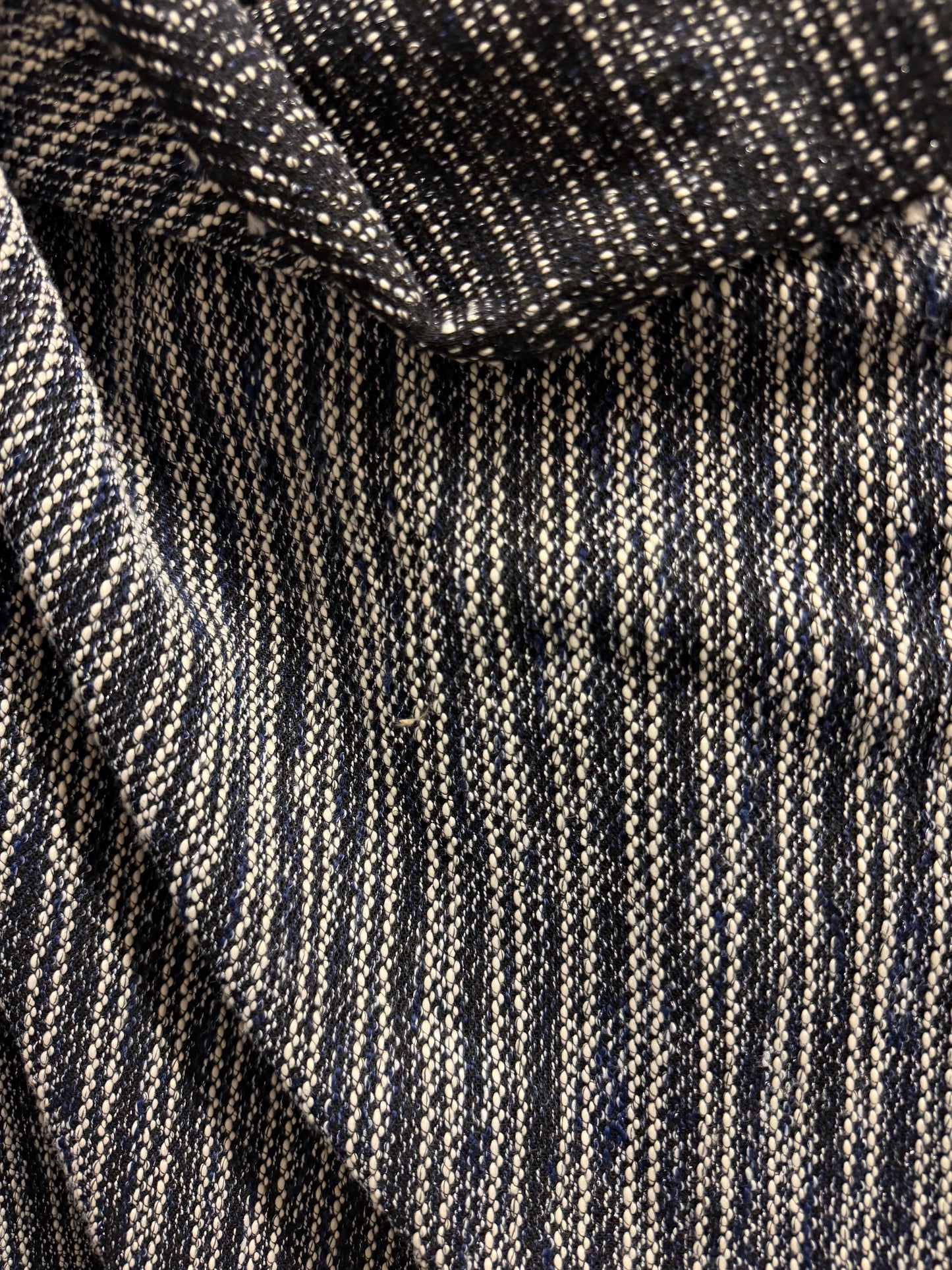Wool Poly Blend Boucle Sweater Knit - Navy, Black, White & Lurex