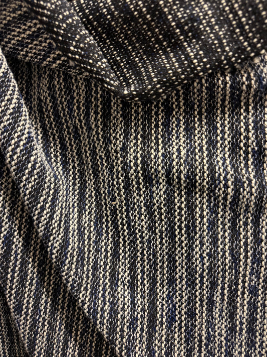 Wool Poly Blend Boucle Sweater Knit - Navy, Black, White & Lurex