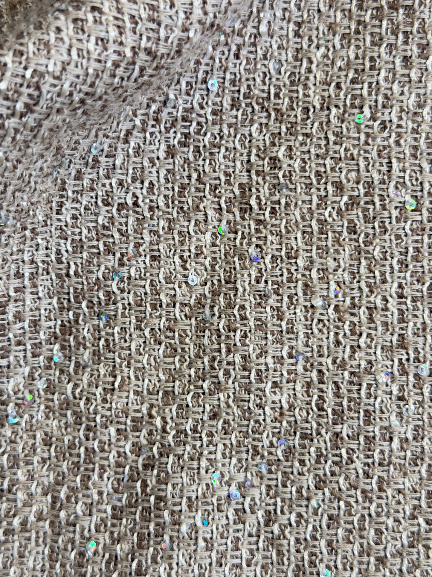Heritage Label - Wool Blend Basketweave - Beige & Iridescent Sequins