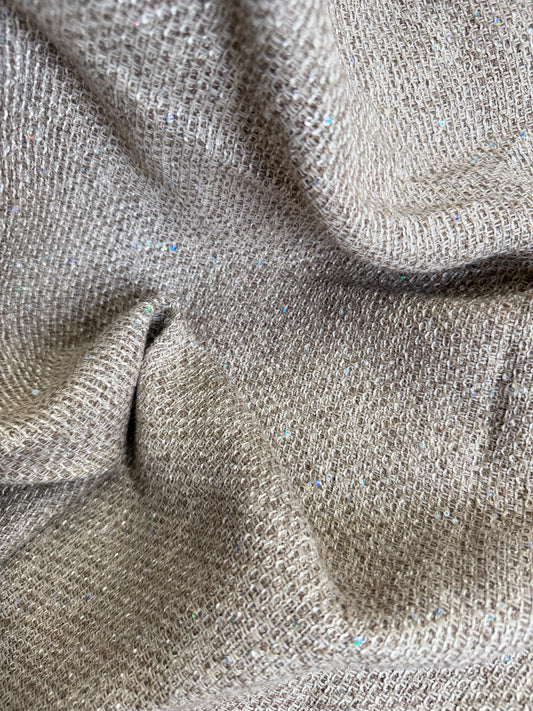 Heritage Label - Wool Blend Basketweave - Beige & Iridescent Sequins