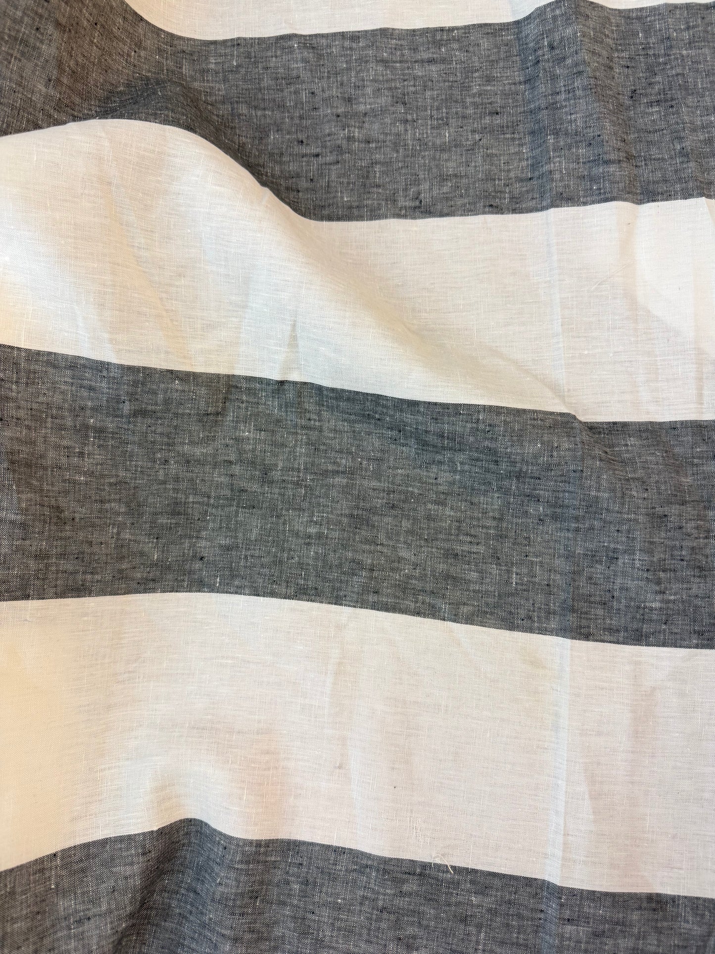 Wide Linen Stripe - Ivory & Grey