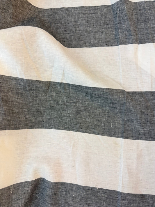 Wide Linen Stripe - Ivory & Grey