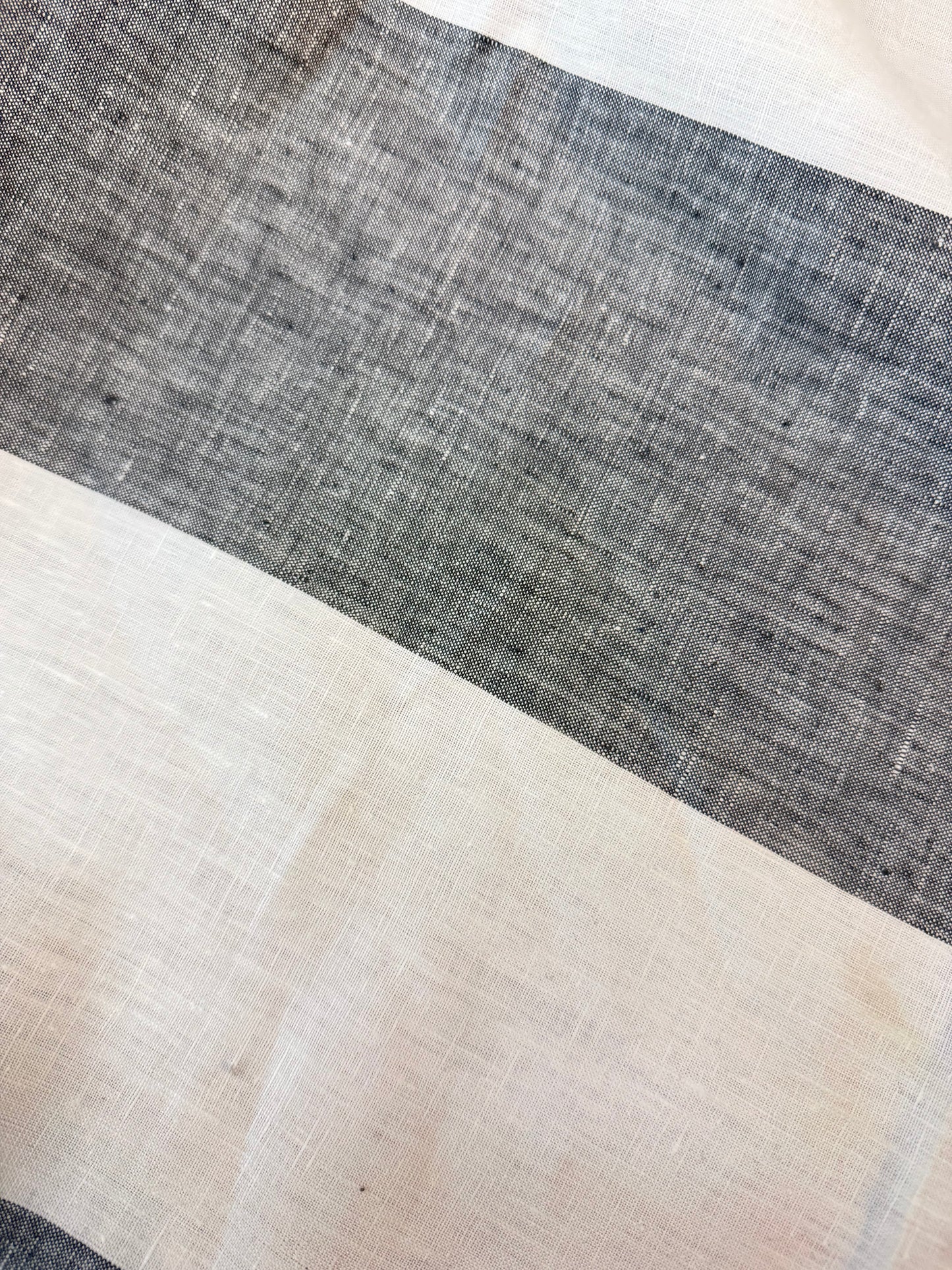 Wide Linen Stripe - Ivory & Grey