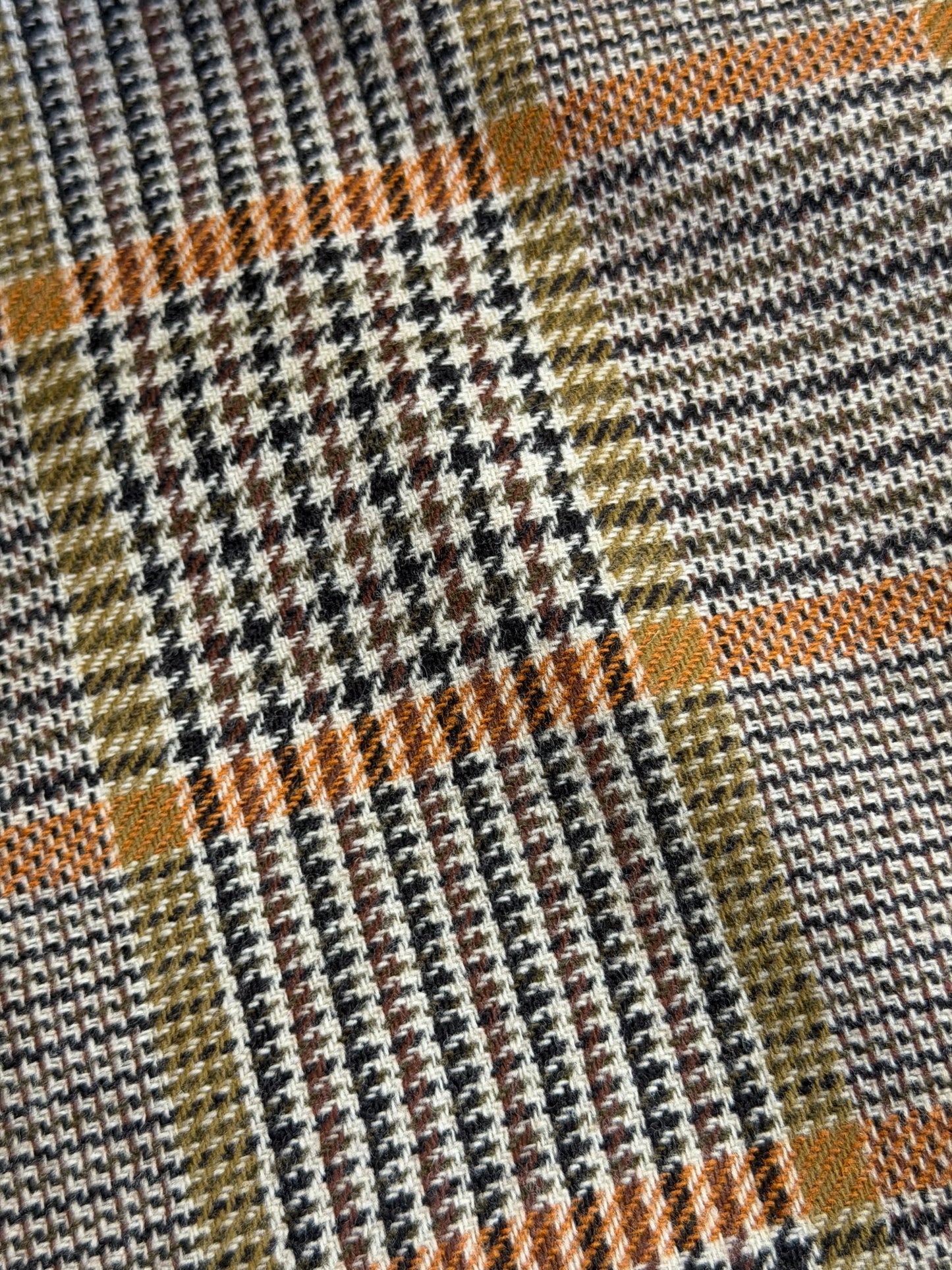 Heritage Label - Italian Houndstooth Plaid Wool - Green, Brown, Orange