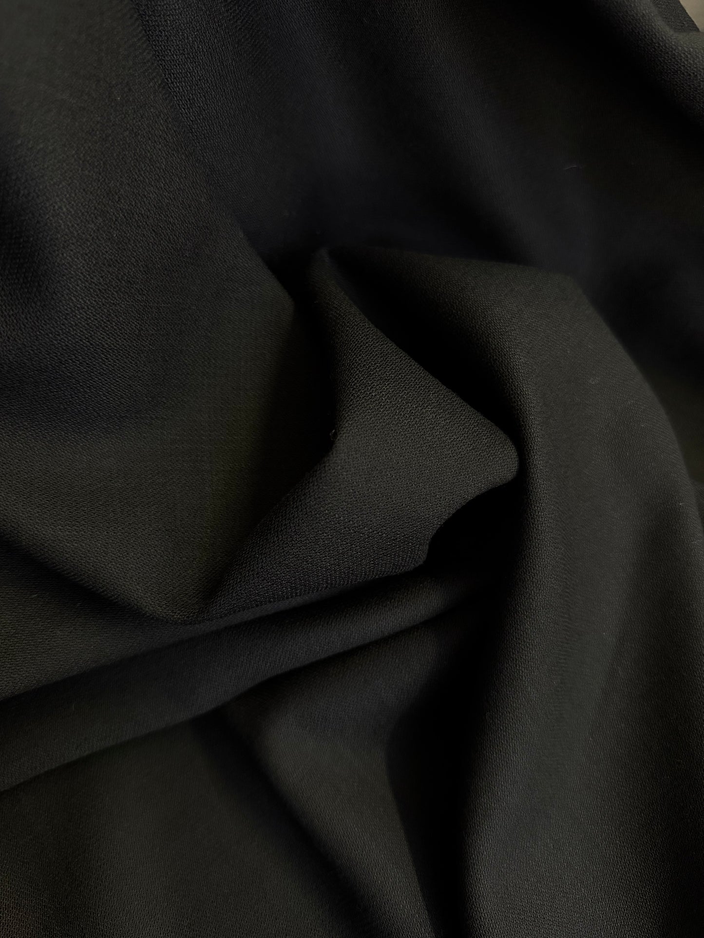 Italian Virgin Wool Fine Crepe - Jet Black