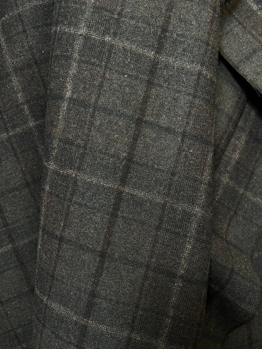 Italian Plaid Wool Flannel Suiting - Forest Green & Charcoal