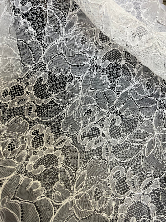 Floral Corded Bridal Lace - Ivory
