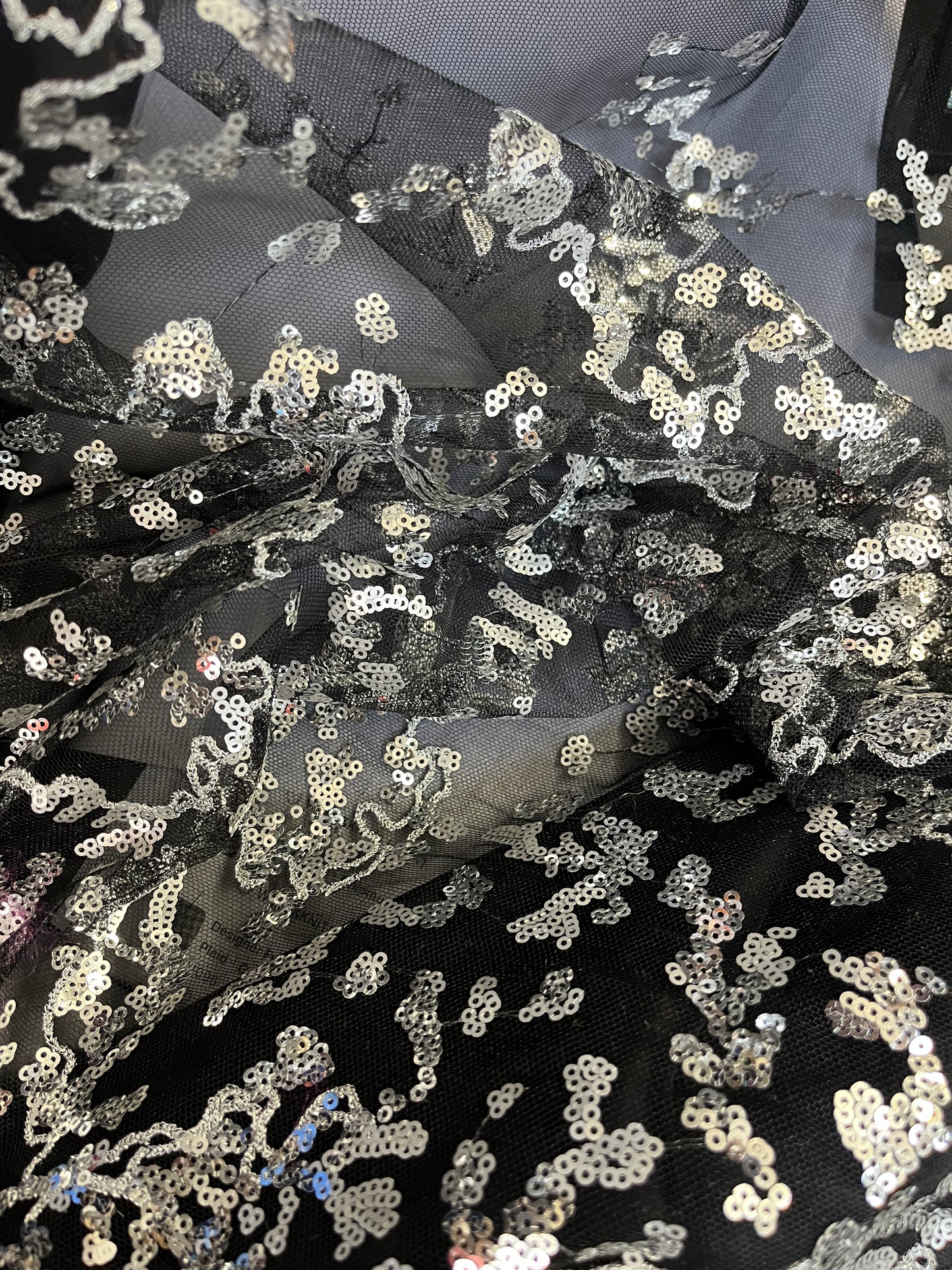 Lichen Sequin Mesh - Black & Silver