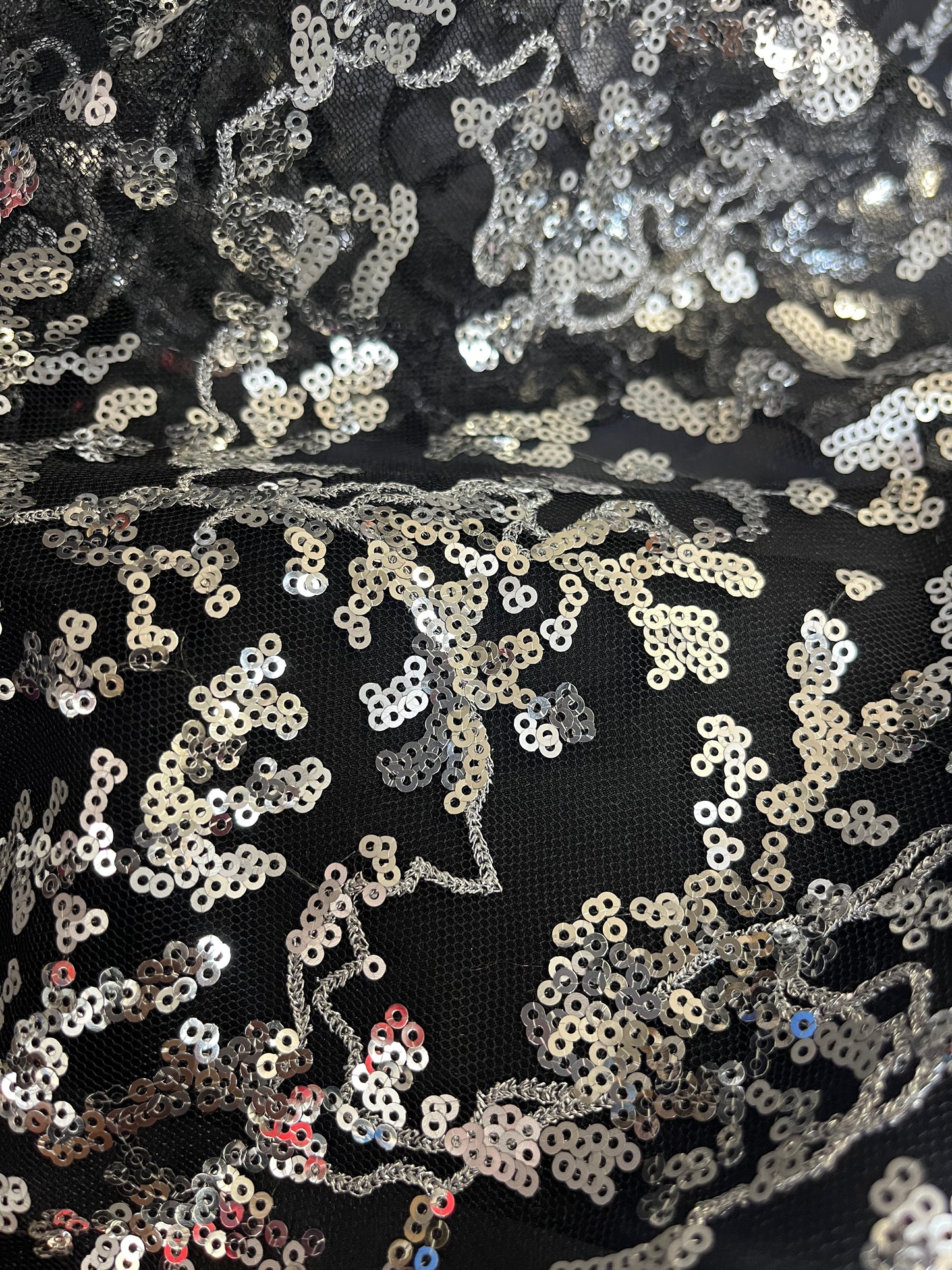 Lichen Sequin Mesh - Black & Silver