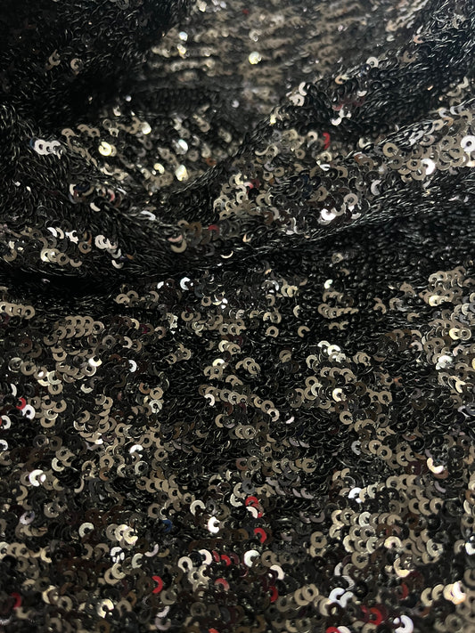 Italian Sequin Stretch Mesh - Jet Black