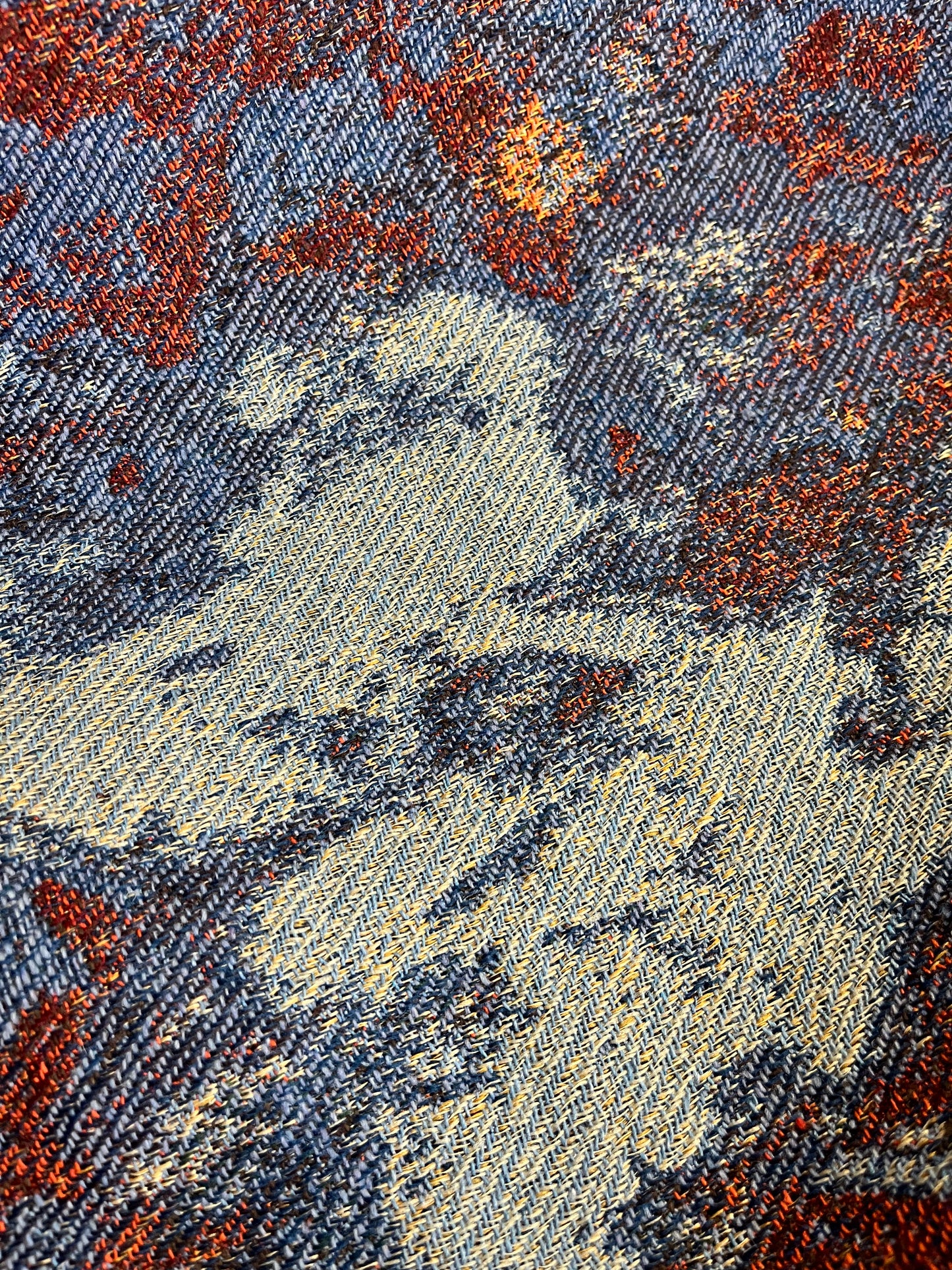 Italian Double-Sided Woven Cotton/Wool Blend - Blue, Red, Orange & Green