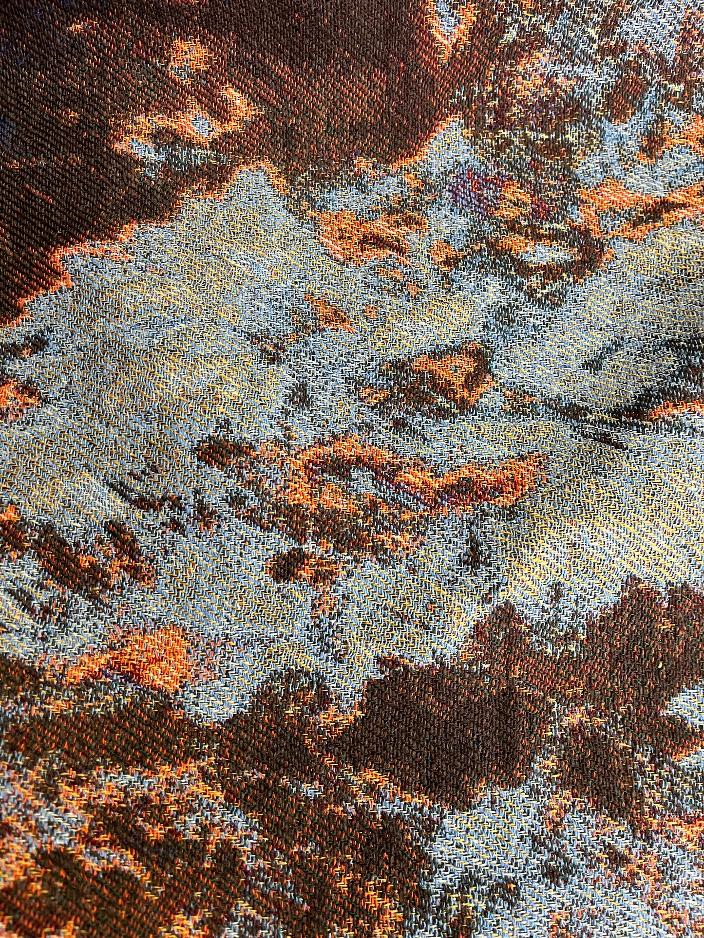 Italian Double-Sided Woven Cotton/Wool Blend - Blue, Red, Orange & Green