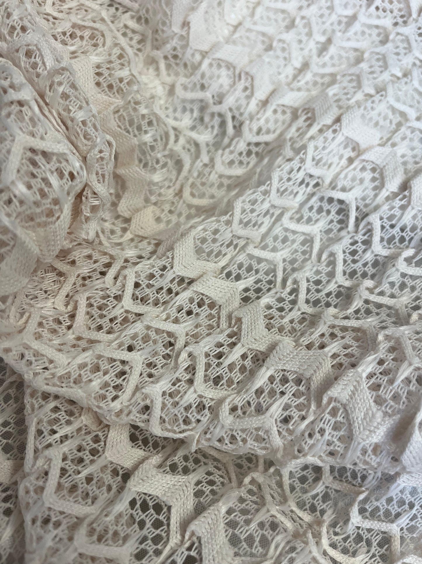 Italian Pleated Chevron Lace - Antique White