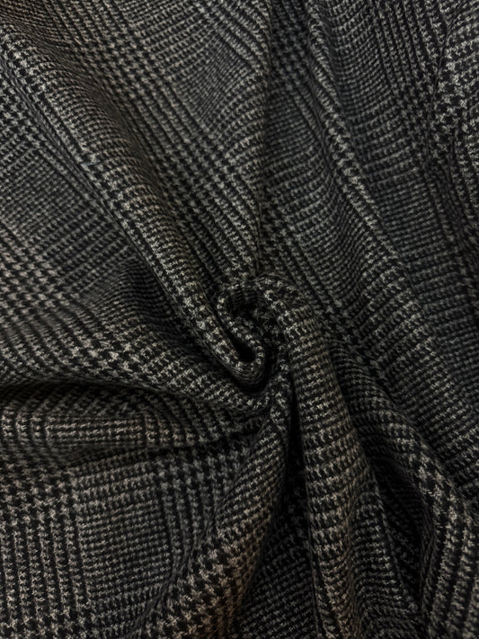 Heritage Label - Italian Houndstooth Plaid Wool - Grey & Black
