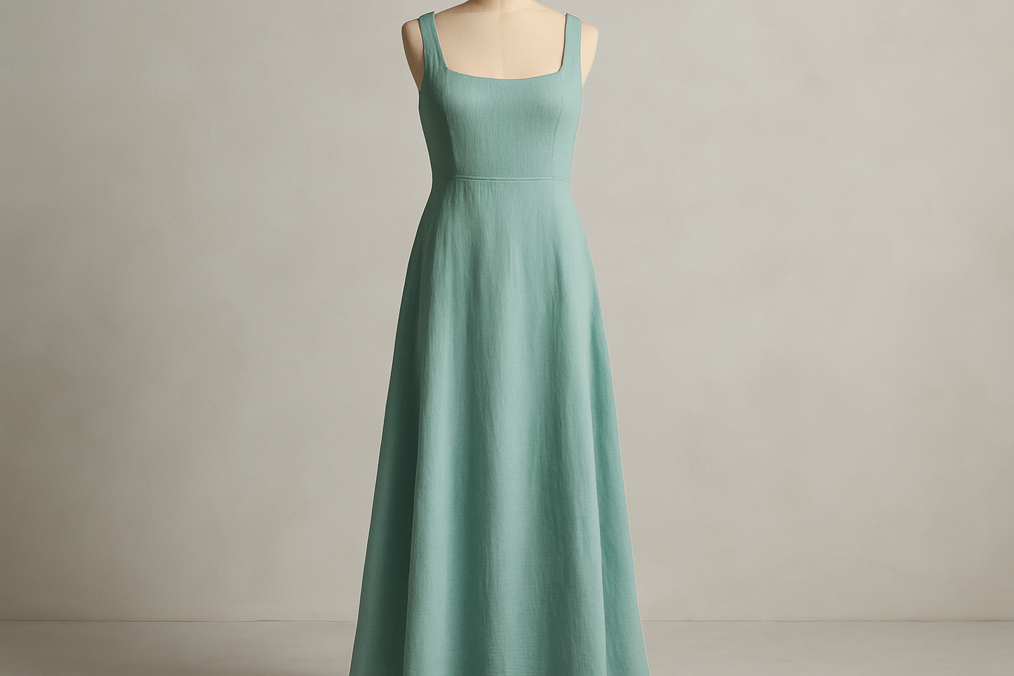 a classic long dress for summer with Linen & Rayon Blend - Seafoam  &nbsp; PMS #14-5416&