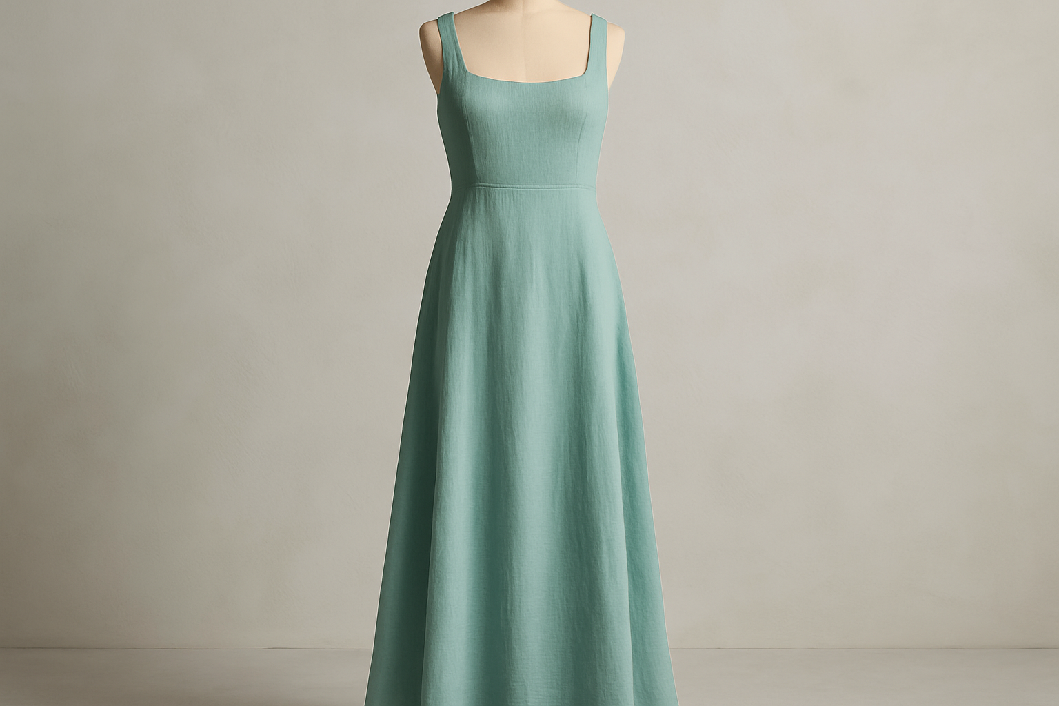a classic long dress for summer with Linen & Rayon Blend - Seafoam  &nbsp; PMS #14-5416&