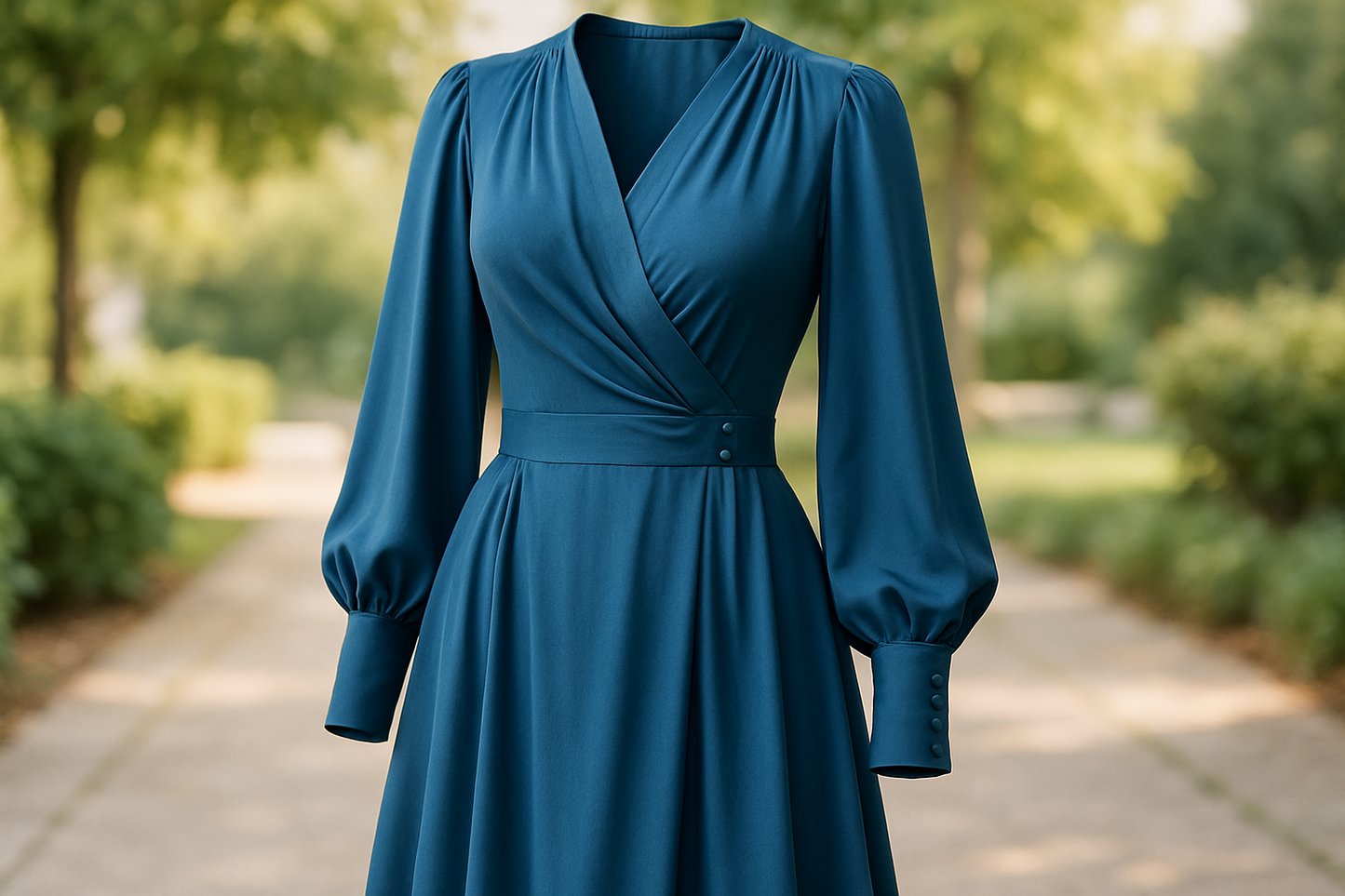 a detail dress in light outdoor for Silk Crepe de Chine - Atlantic Blue