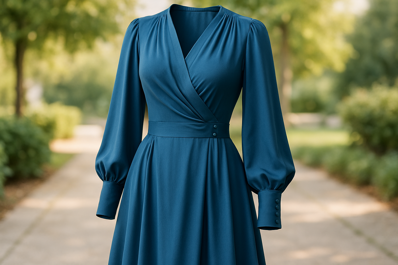 a detail dress in light outdoor for Silk Crepe de Chine - Atlantic Blue
