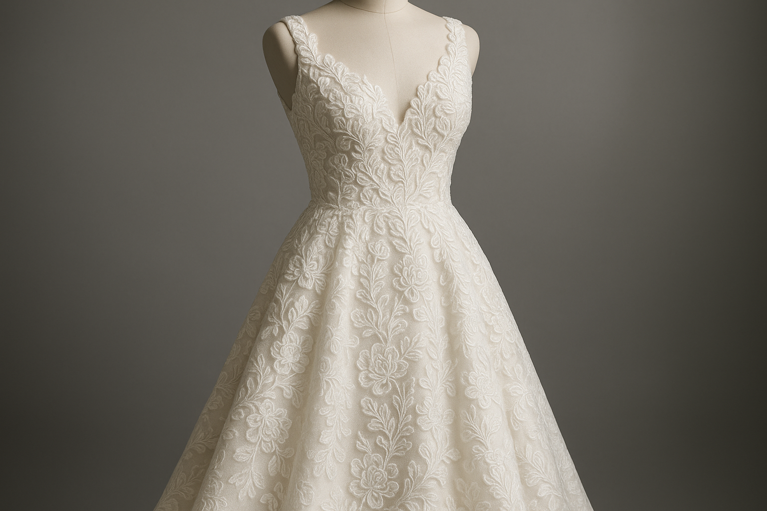 a lovely bridal dress with Floral Corded Bridal  Lace - white