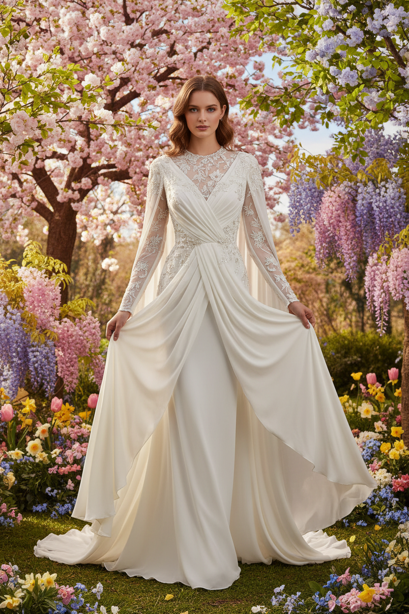 Stretch Poly Fine Crepe Fused - Ivory