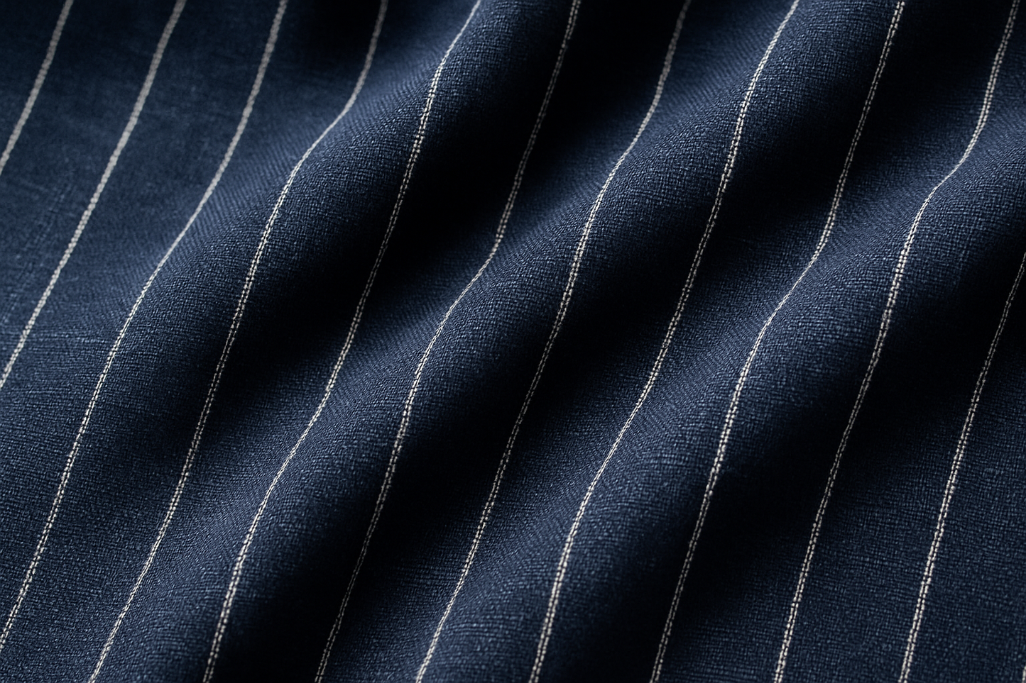a lovely detailed suiting with  Italian Virgin Wool & Linen Suiting - Navy & White Pinstripe