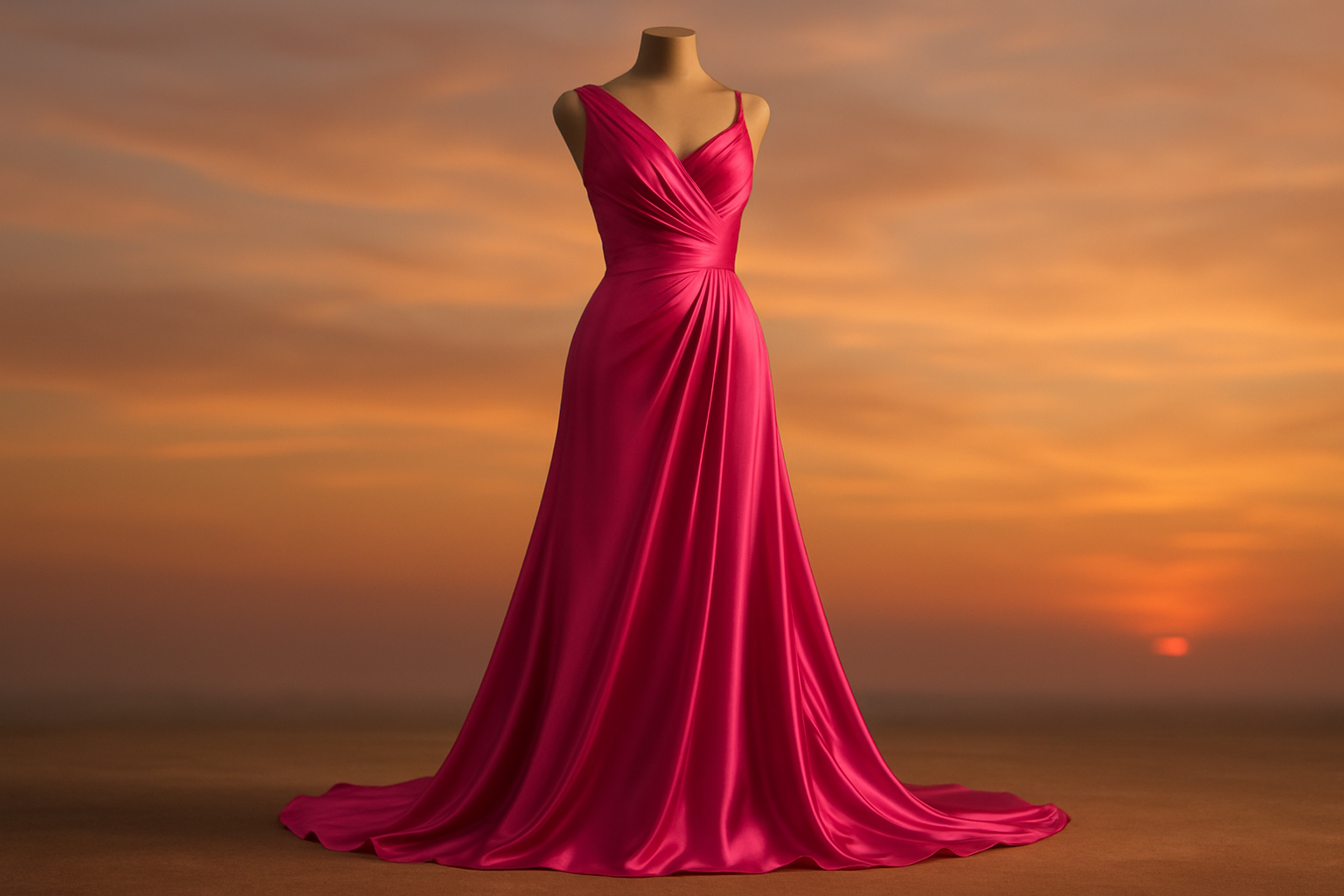 a lovely fancy long dress with detail in evening light background for Silk Charmeuse Wide - Hot Pink - 19mm Designer