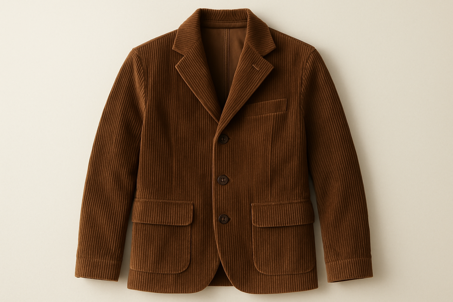 a lovely jacket with detail light background with 100% Cotton Corduroy - Coffee Brown