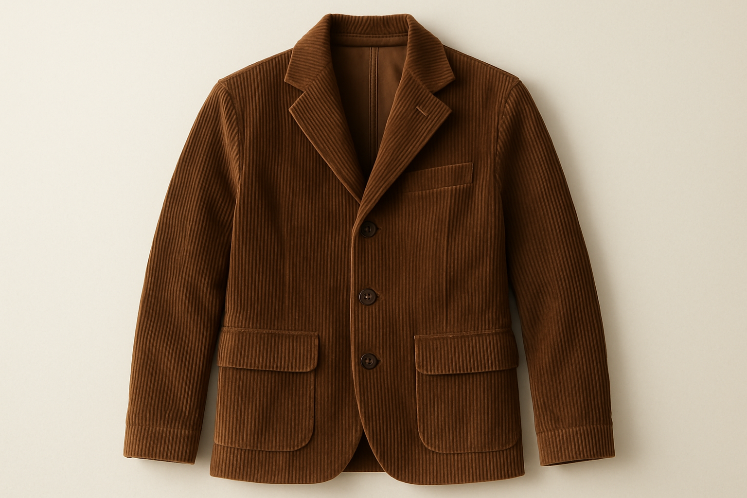 a lovely jacket with detail light background with 100% Cotton Corduroy - Coffee Brown