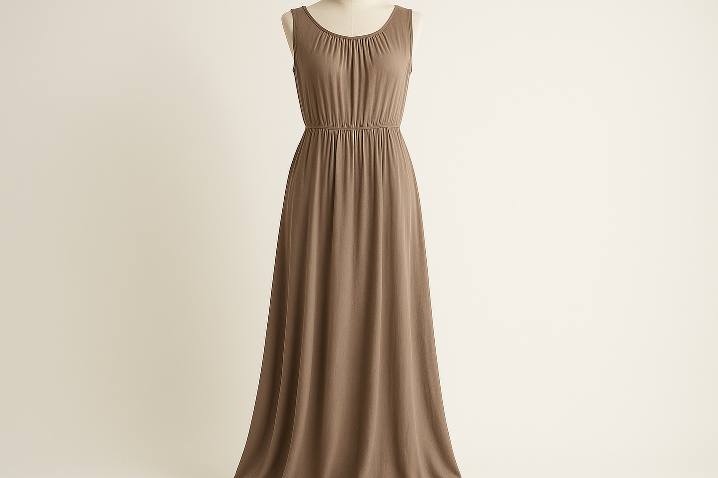 a lovely long dress for summer line rayon in color taupe