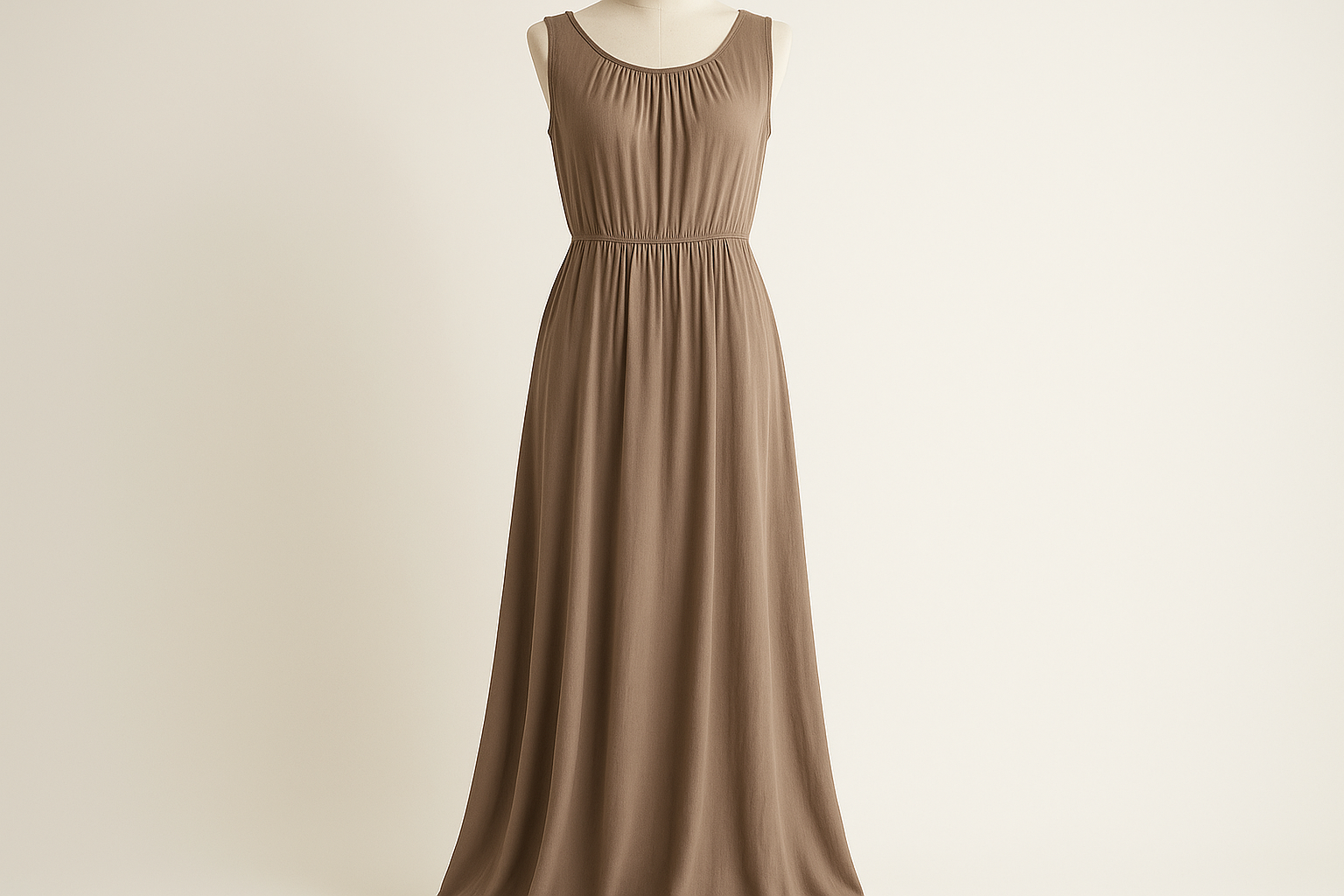 a lovely long dress for summer line rayon in color taupe