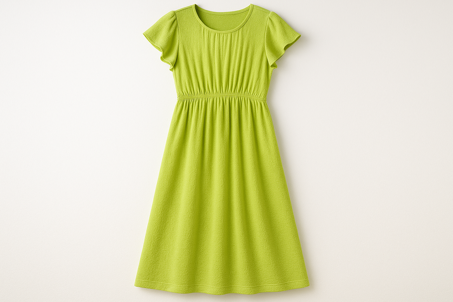 a lovely long summer dress with detail for Double Knit Cotton - Lime Green PMS # 13-0535
