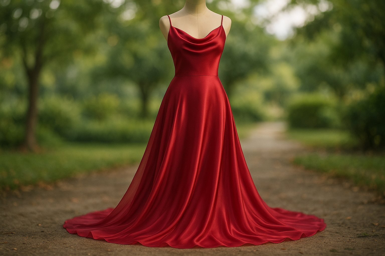 a lovely silk dress in light oudoor with Silk Satin Face Chiffon - cherry red color