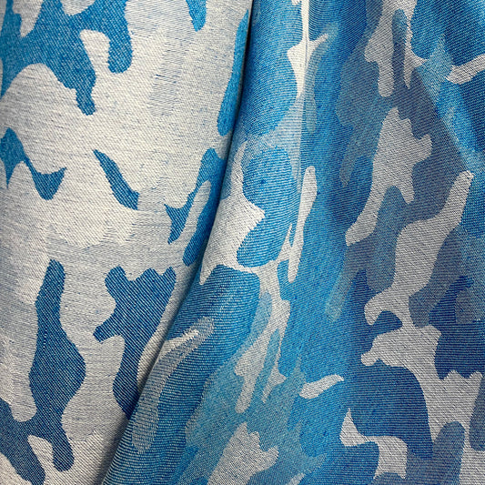 Italian Cotton/Linen Camouflage Jacquard - Blue