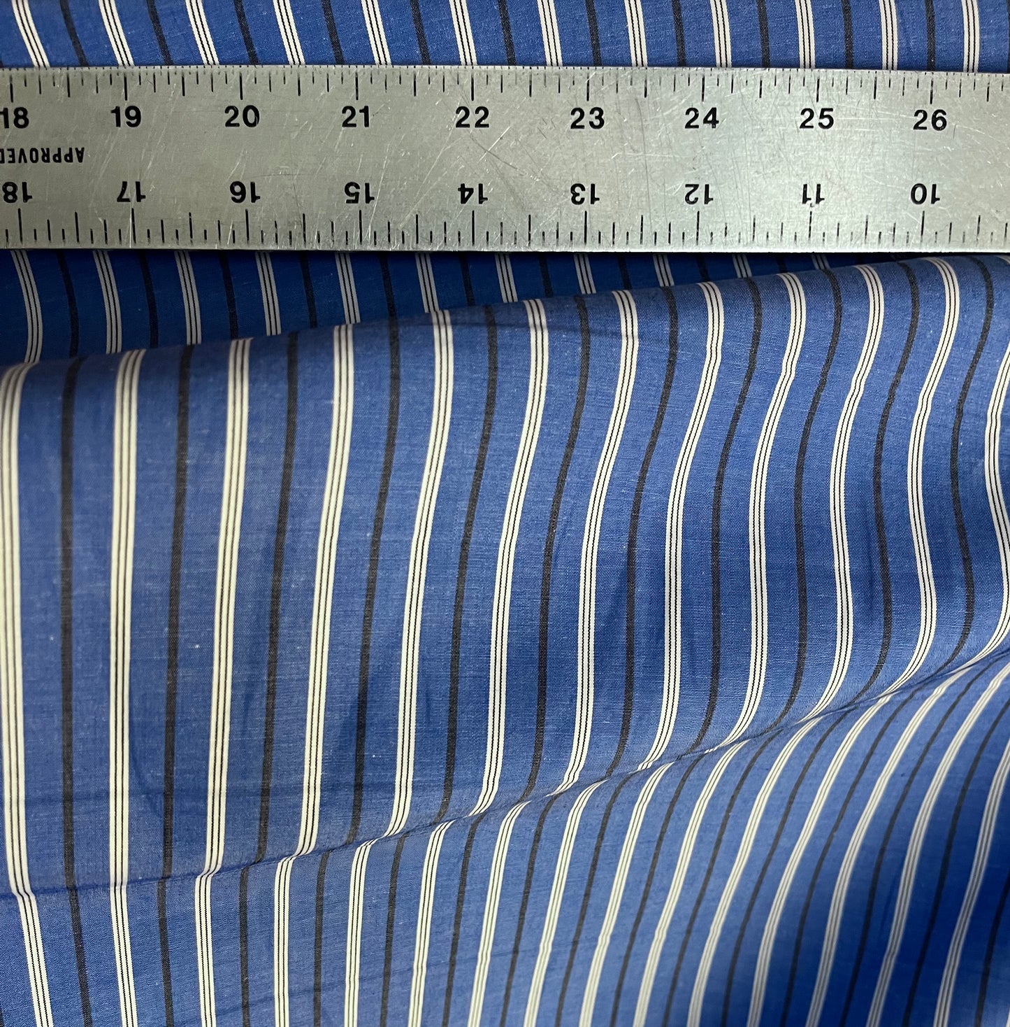 Stripe Cotton Shirting - Dark Blue, Black & White