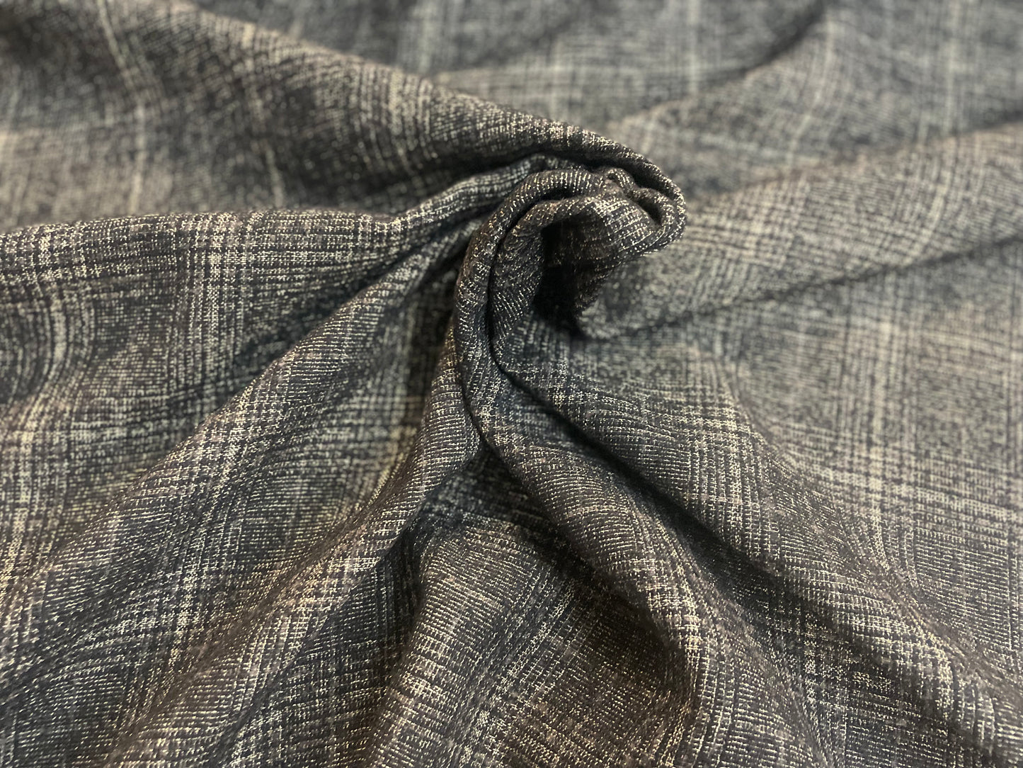 Textured Wool Plaid - Grey / Brown / Black