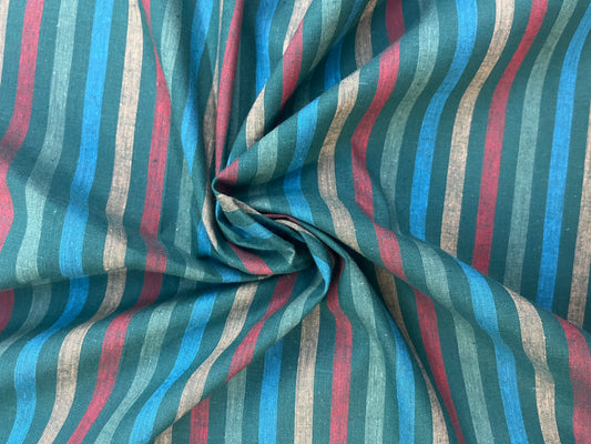 Italian Cotton Stripe: Turquoise, Red, Yellow, Blue