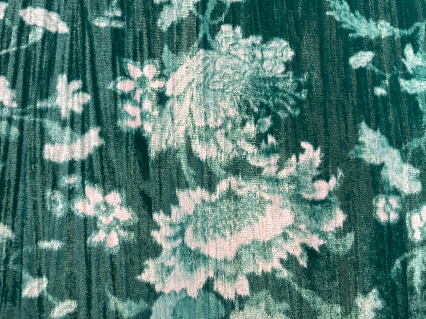 Italian Textured Floral Green Floral Print Velvet