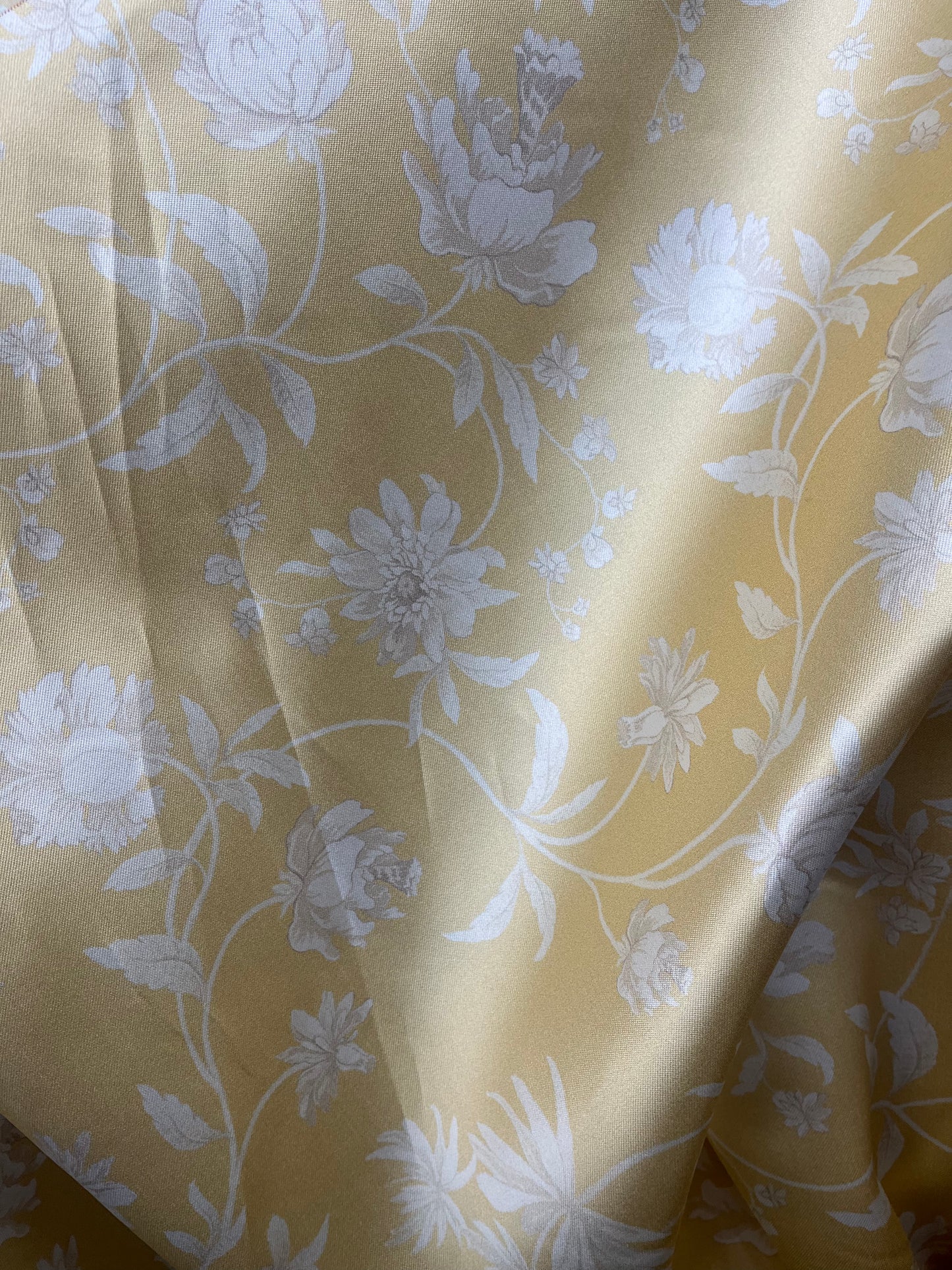 Printed Wide Italian Silk Mikado - Yellow & White