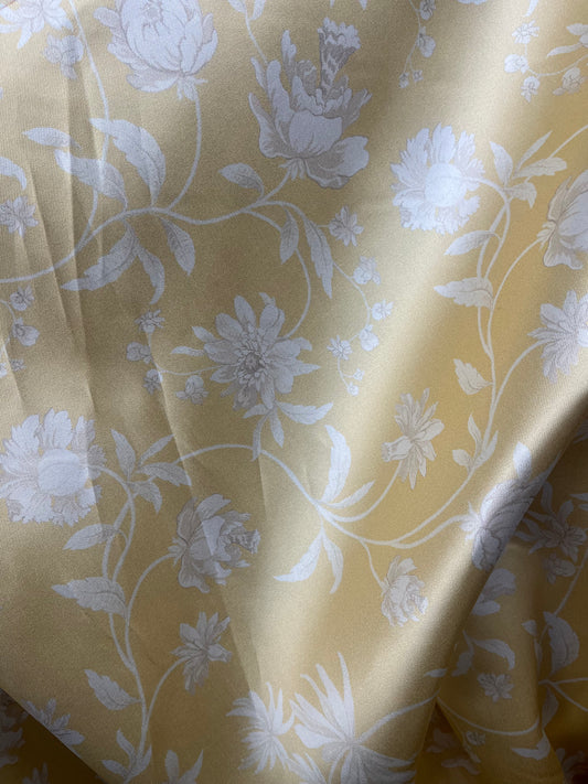 Printed Wide Italian Silk Mikado - Yellow & White