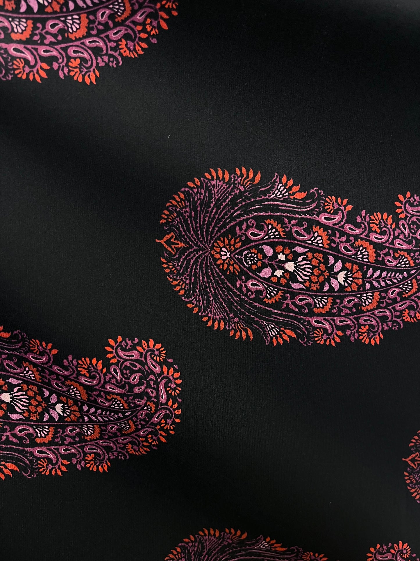 Matte Printed Silk Charmeuse - Oversized Paisley