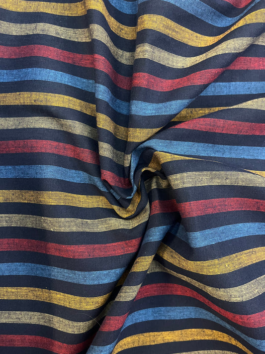 Italian Cotton Stripe: Navy, Red, Yellow, Blue