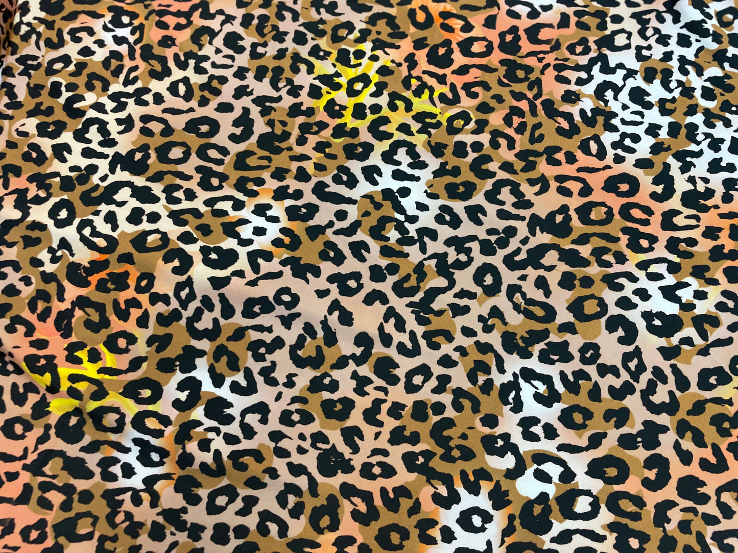 Leopard/Animal Print Poly Lycra - Brown/Peach/Black/Yellow