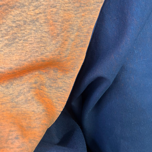 Italian Double Face Linen Jersey - Denim Blue & Orange