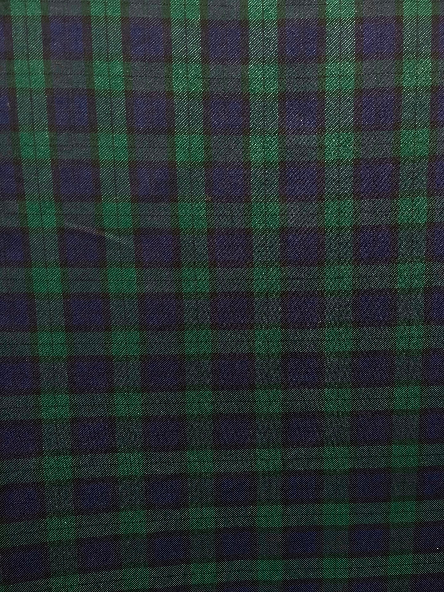 Plaid Twill Tropical Wool Suiting - Blue, Green & Black
